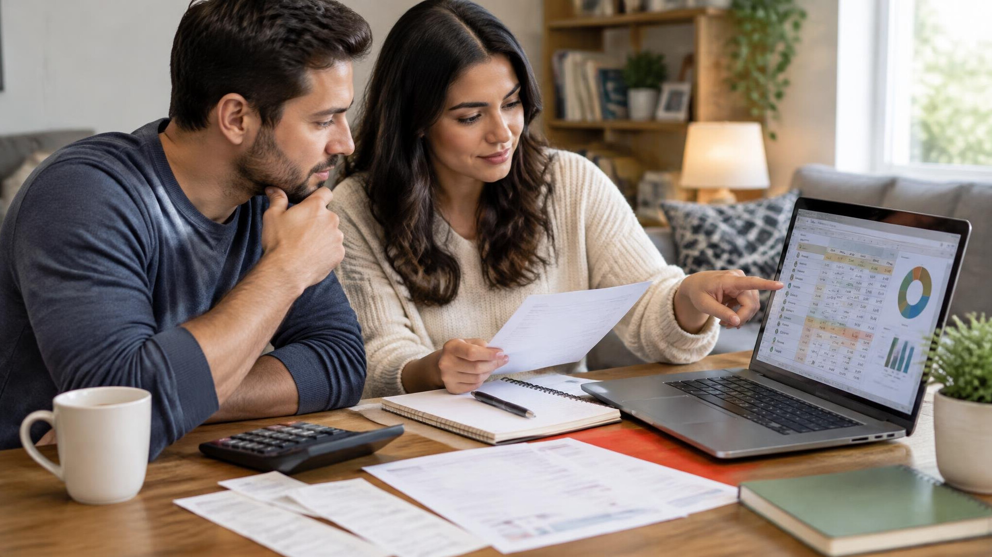 couple reviewing monthly bills