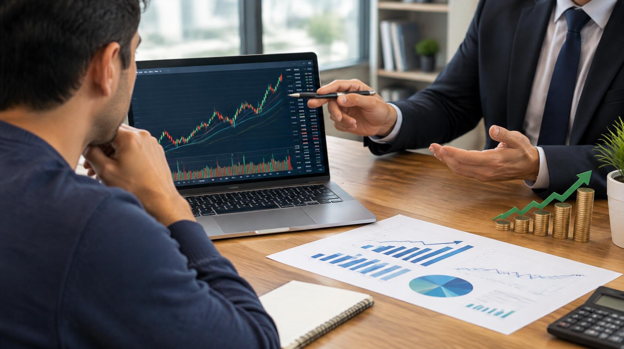 person reviewing investment charts